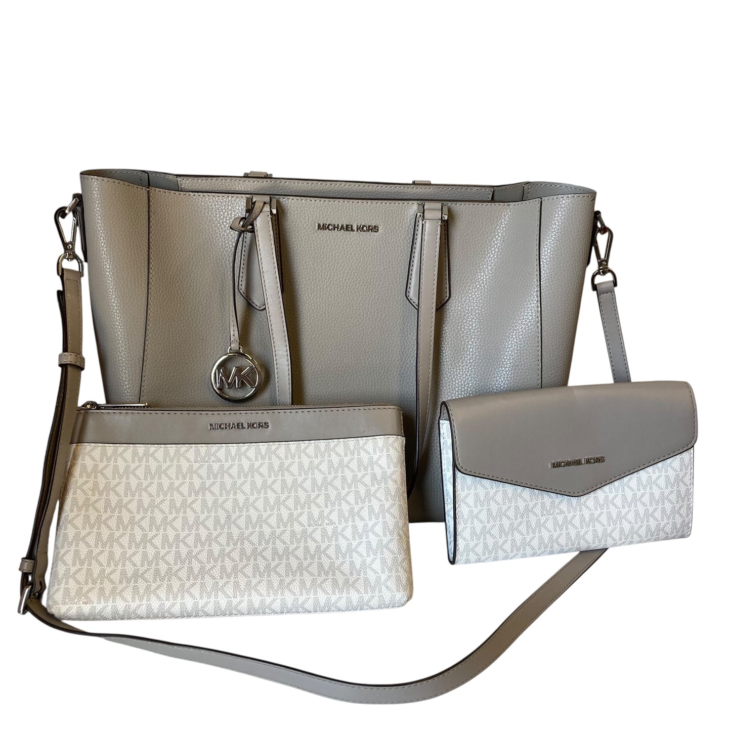 Tote Designer By Michael Kors In Grey, Size:Large