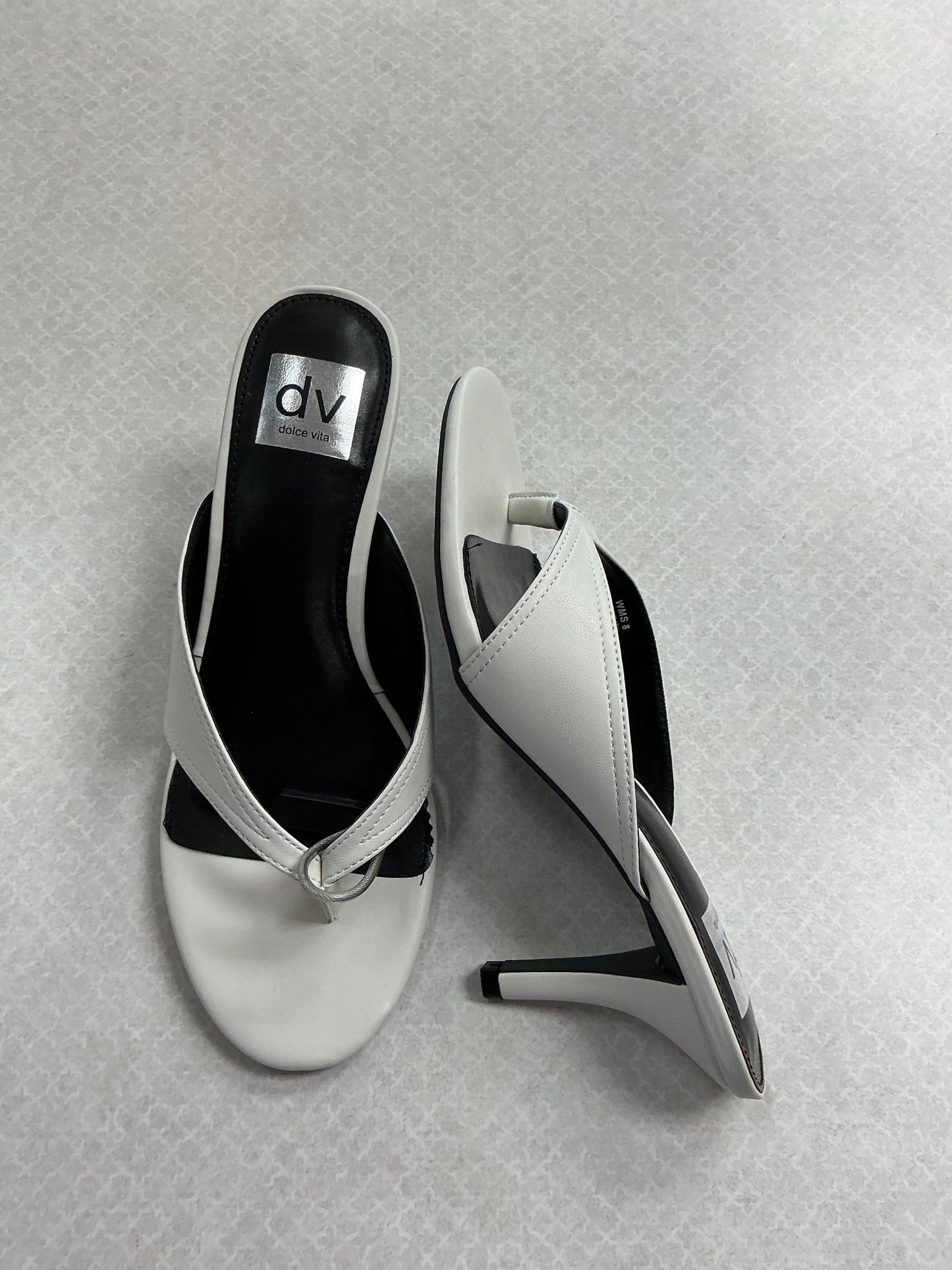Sandals Heels Stiletto By Dv In White, Size:8