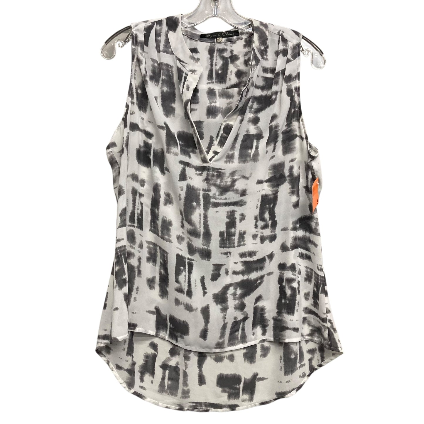 Top Sleeveless By Rose And Olive In Grey & White, Size:M