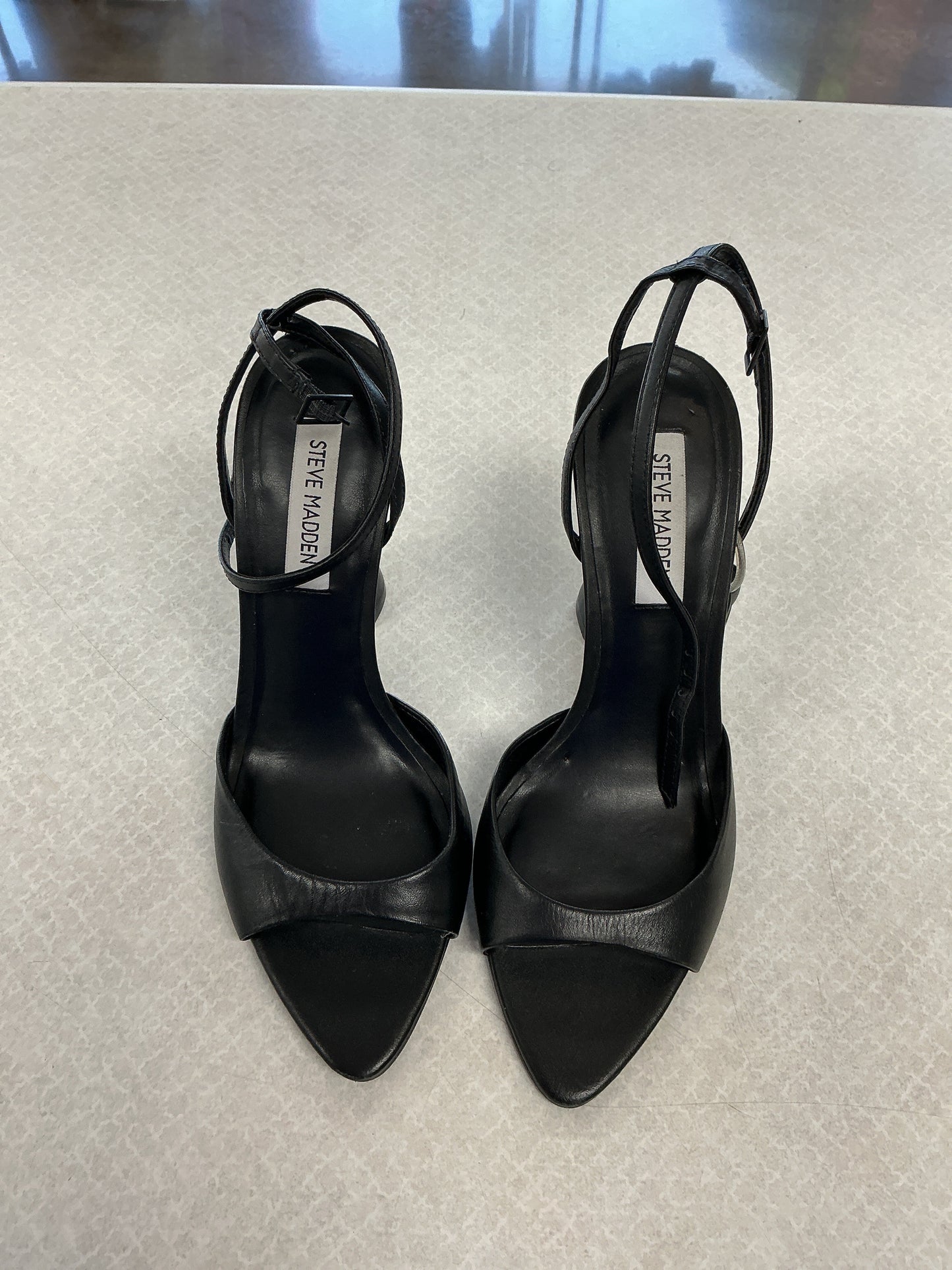 Sandals Heels Block By Steve Madden In Black, Size:8.5