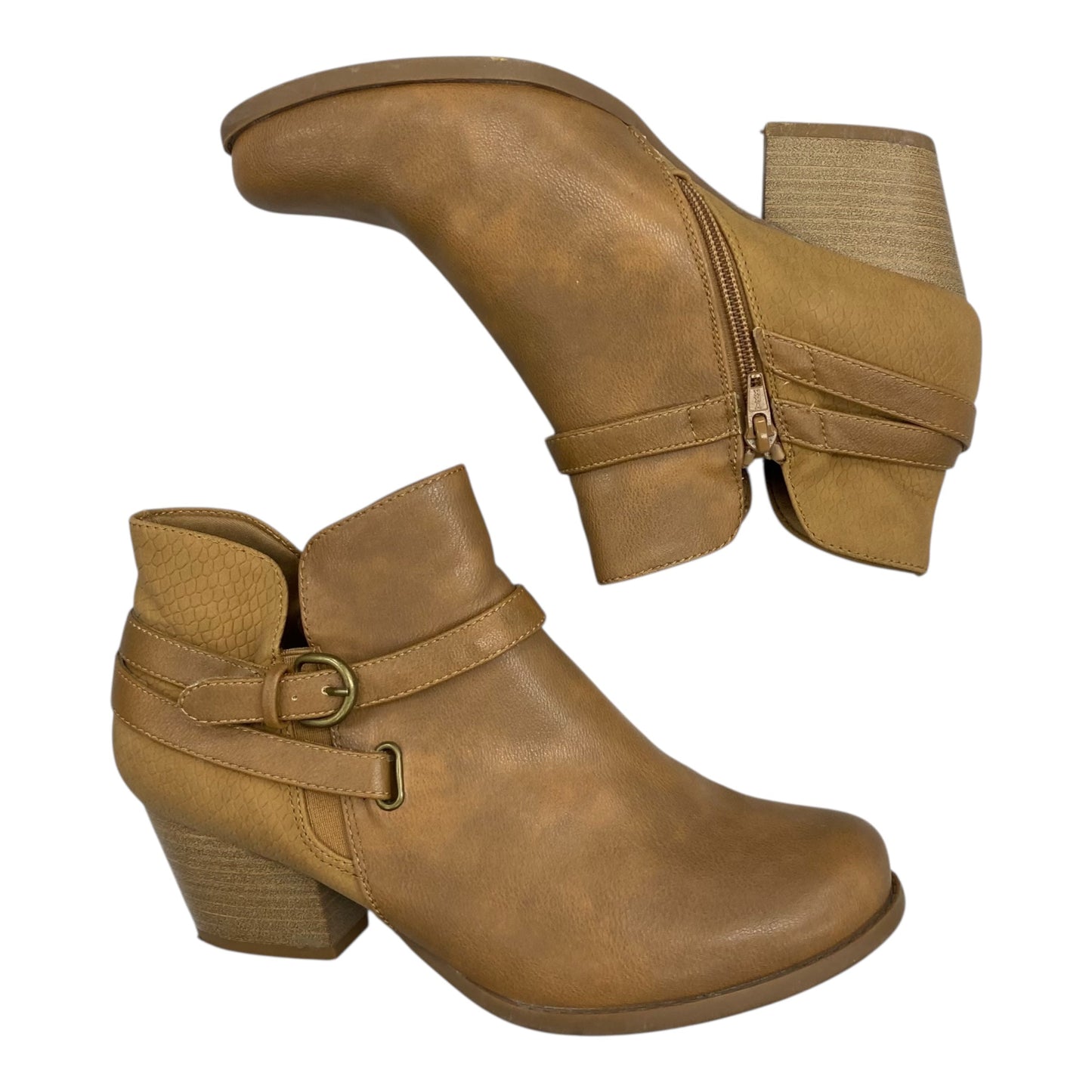 Boots Ankle Heels By Bare Traps In Tan, Size:9