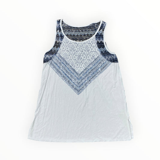 Top Sleeveless By Tru Self In Blue & White, Size:M