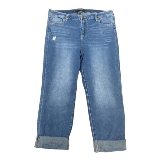 Jeans Straight By Liverpool In Blue Denim, Size:16