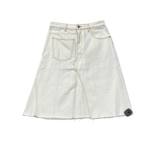 Skirt Designer By Tory Burch In White Denim, Size:10