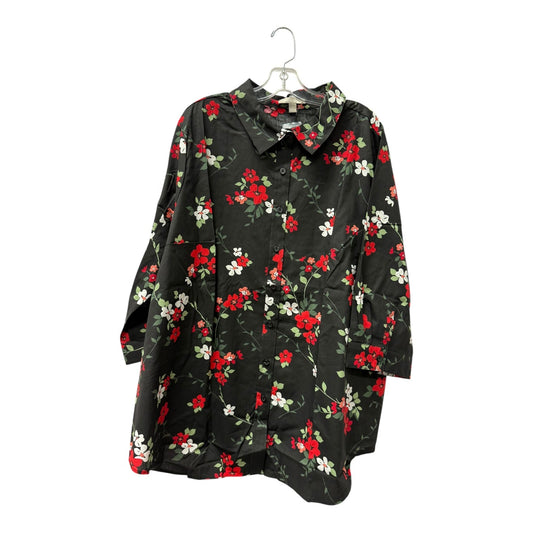 Top Ls By Woman Within In Black & Red, Size:2X