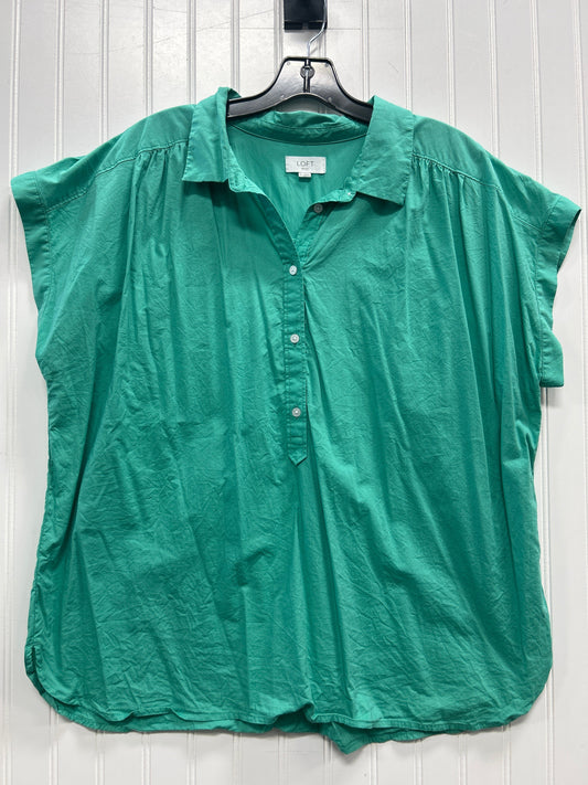 Blouse Ss By Loft In Teal, Size:Xl