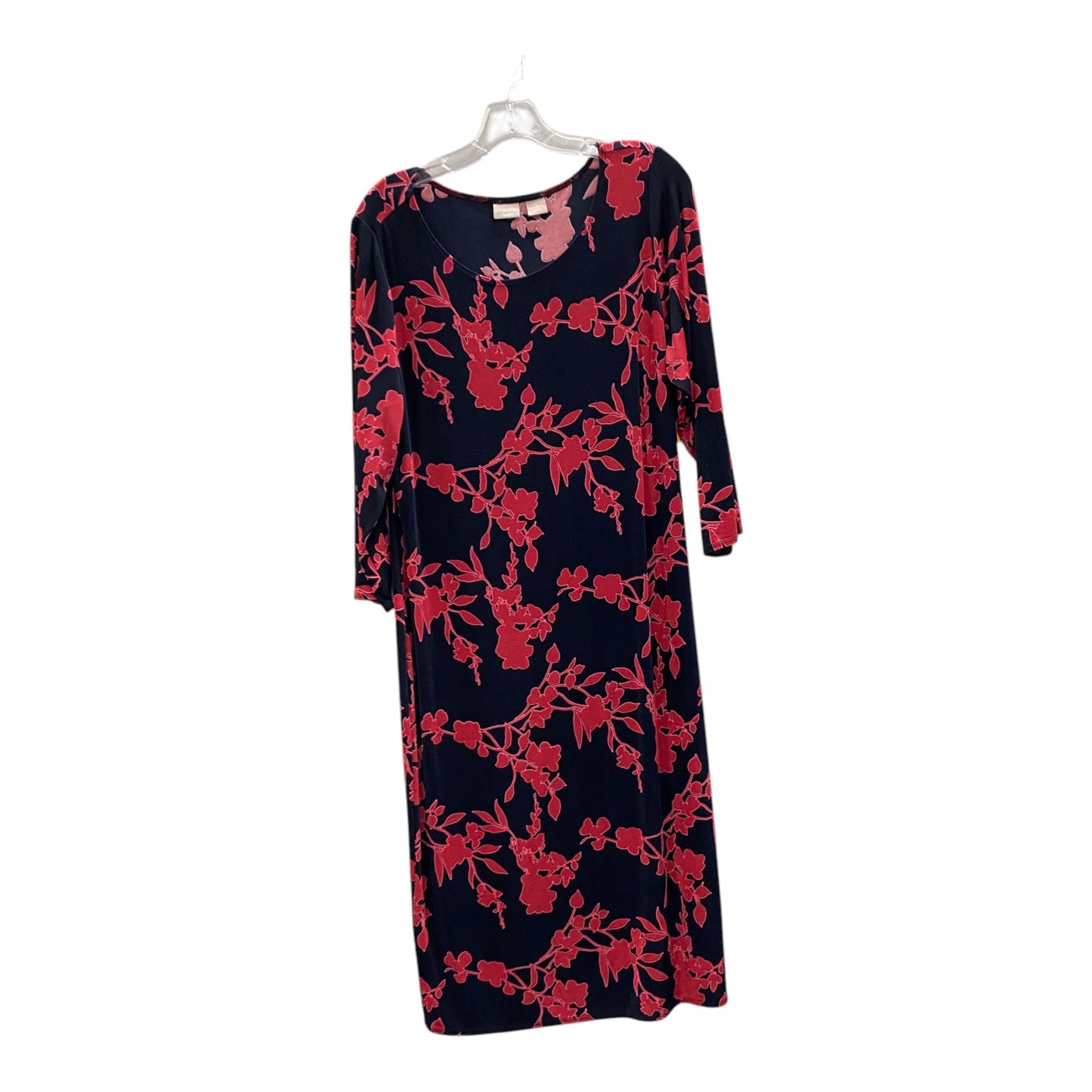 Dress Casual Midi By Chicos In Blue & Red, Size:L