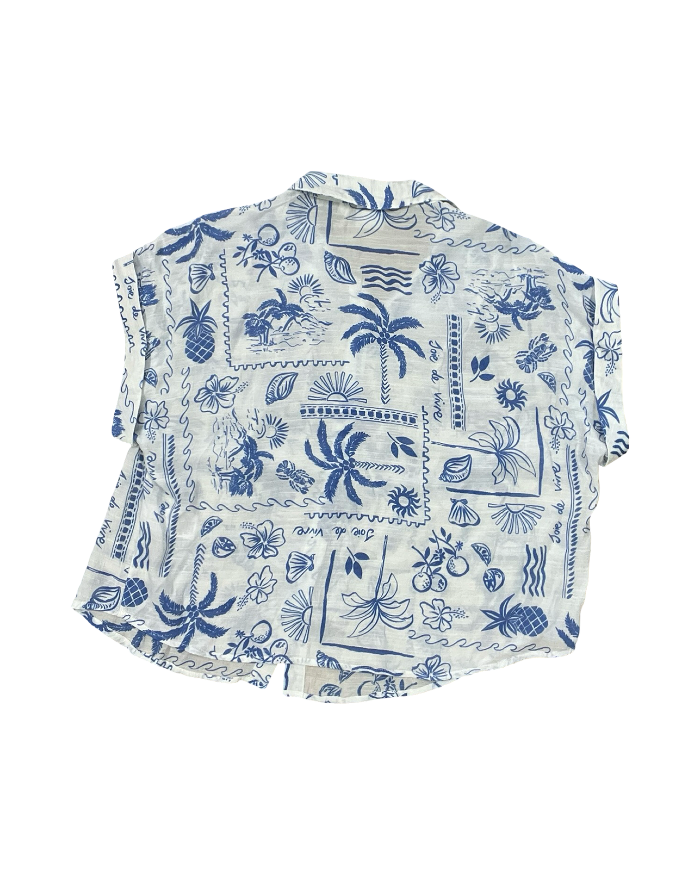 Blouse Ss By Zac And Rachel In Blue & White, Size:L