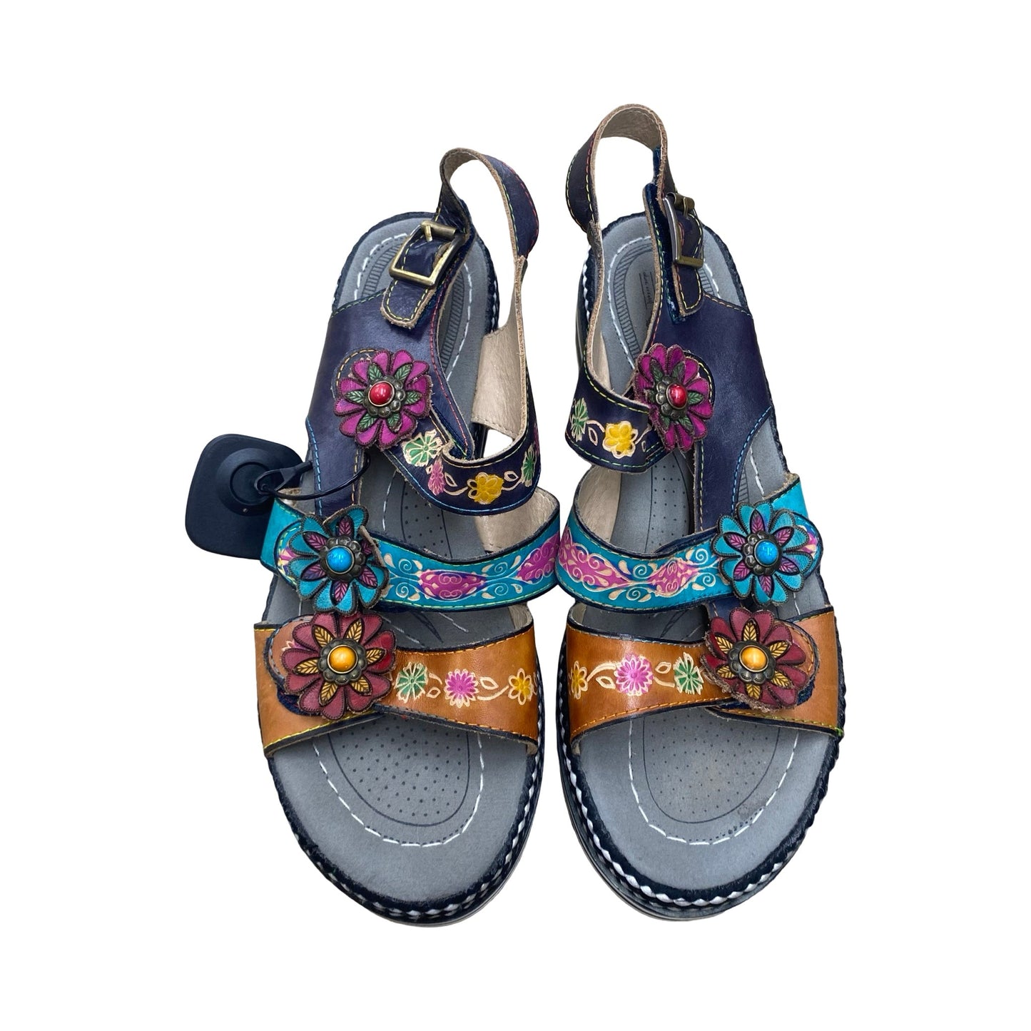 Sandals Heels Wedge By Spring Step In Floral Print, Size:10
