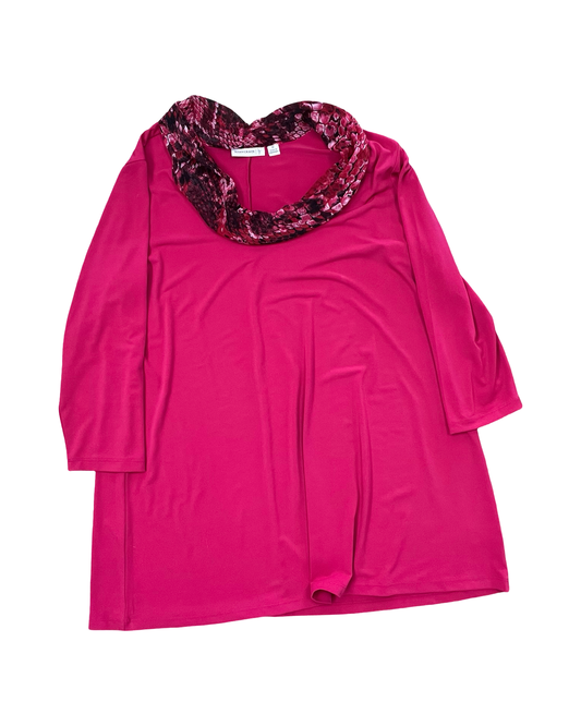 Tunic 3/4 Sleeve By Susan Graver In Pink, Size:M