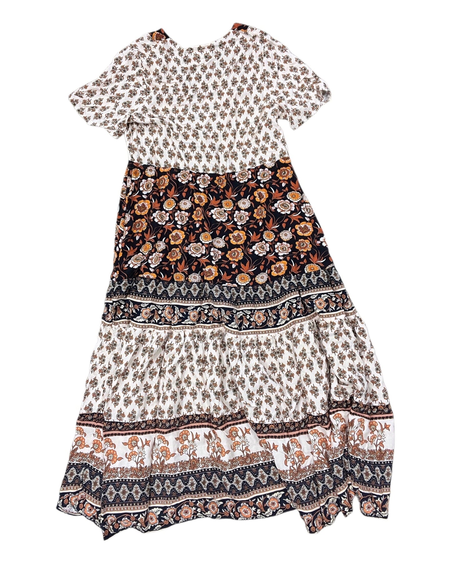 Dress Casual Midi By Bohme In Blue & Cream, Size:M