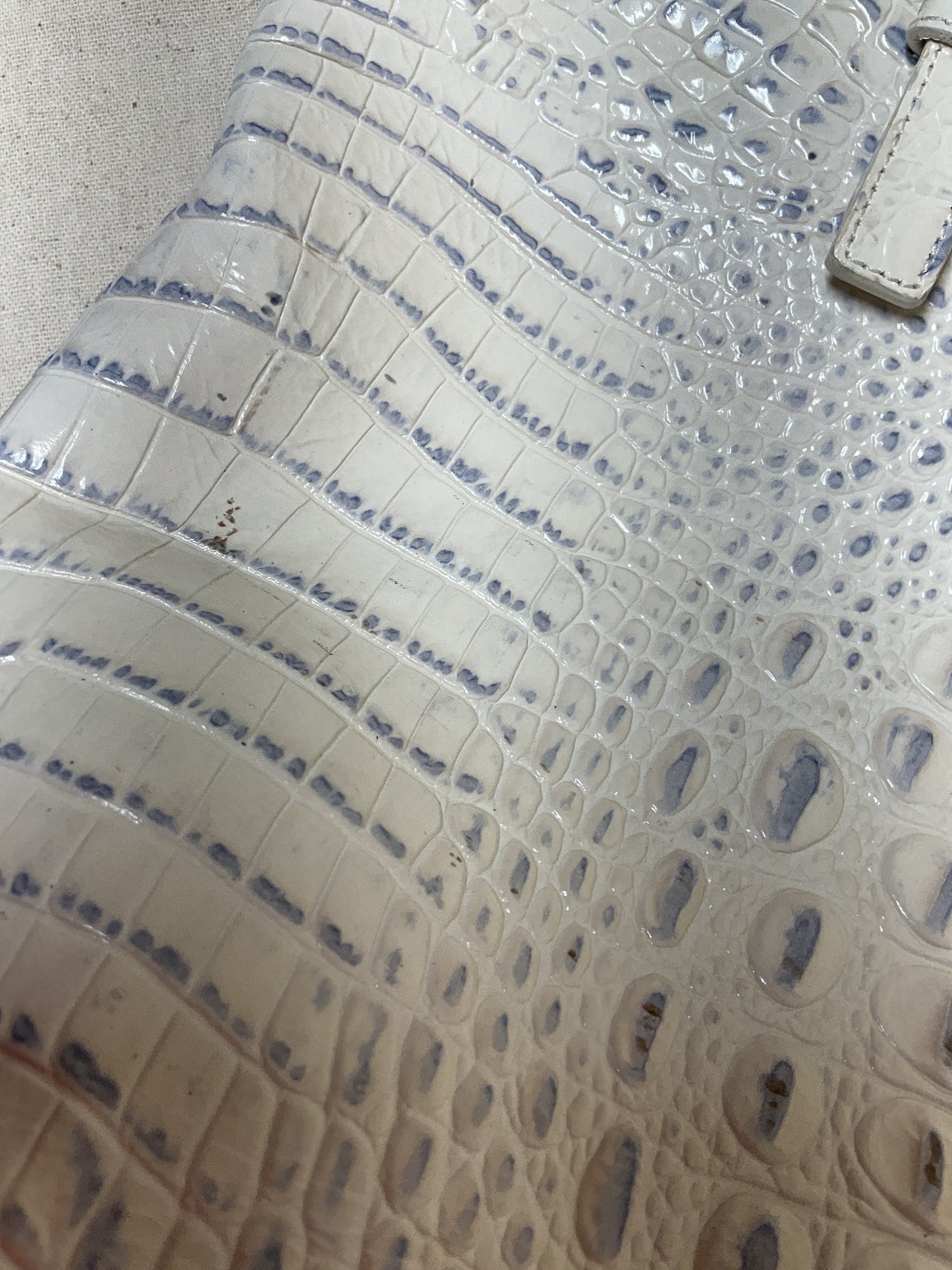 Handbag Designer By Brahmin In Grey & White, Size:Large