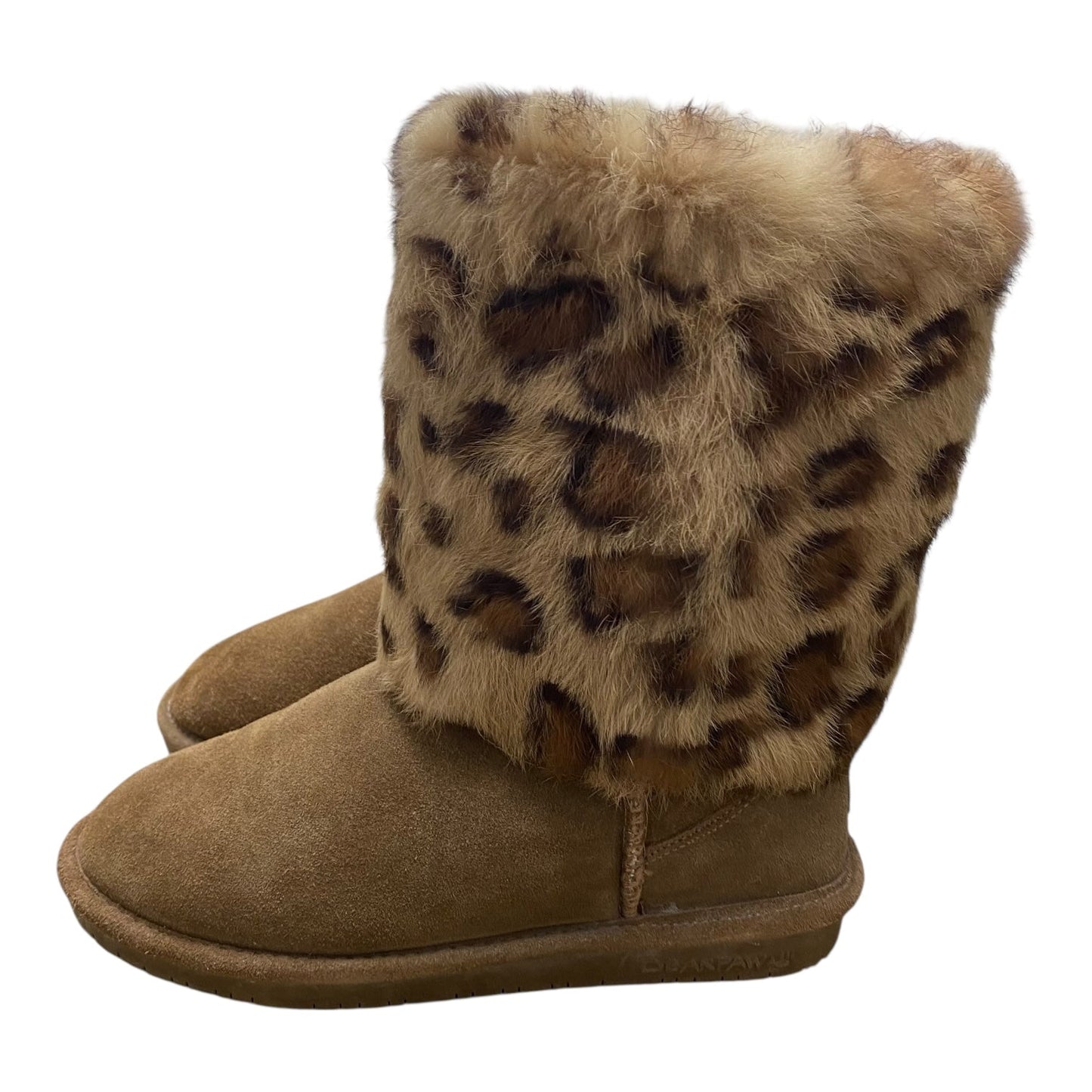 Boots Ankle Flats By Bearpaw In Animal Print, Size:7