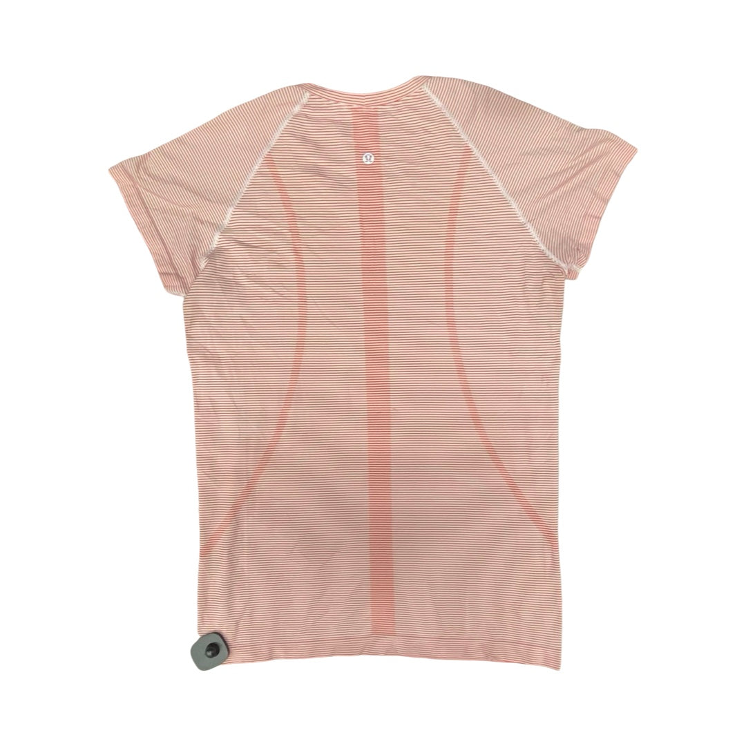 Athletic Top Ss By Lululemon In Striped Pattern, Size:10