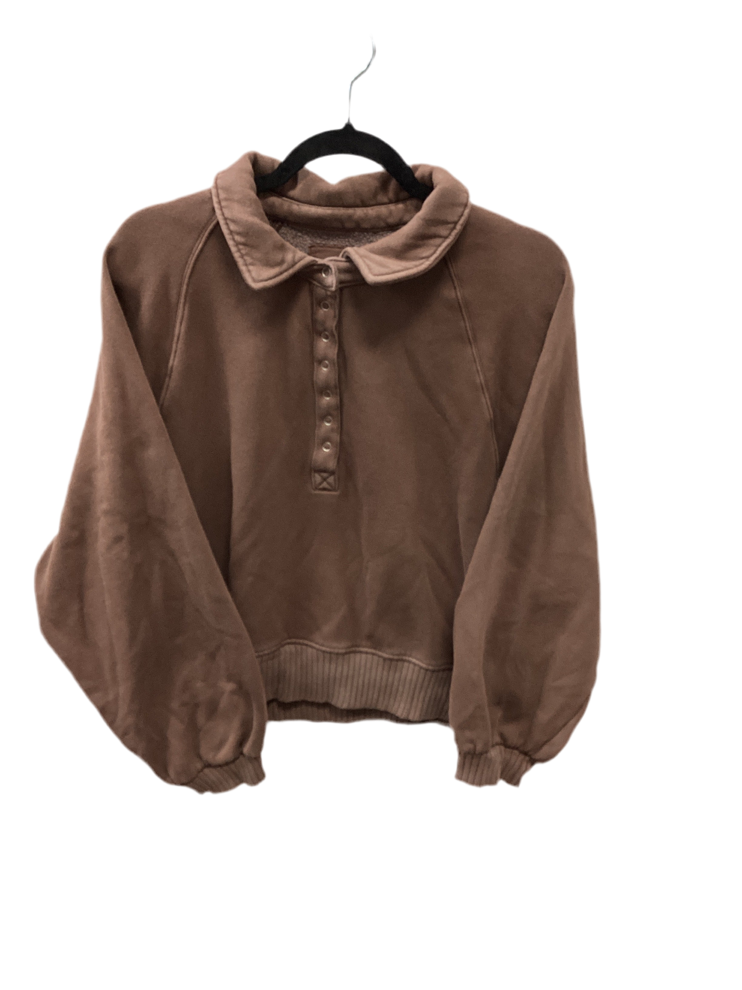 Athletic Top Ls Collar By Aerie In Brown, Size:L