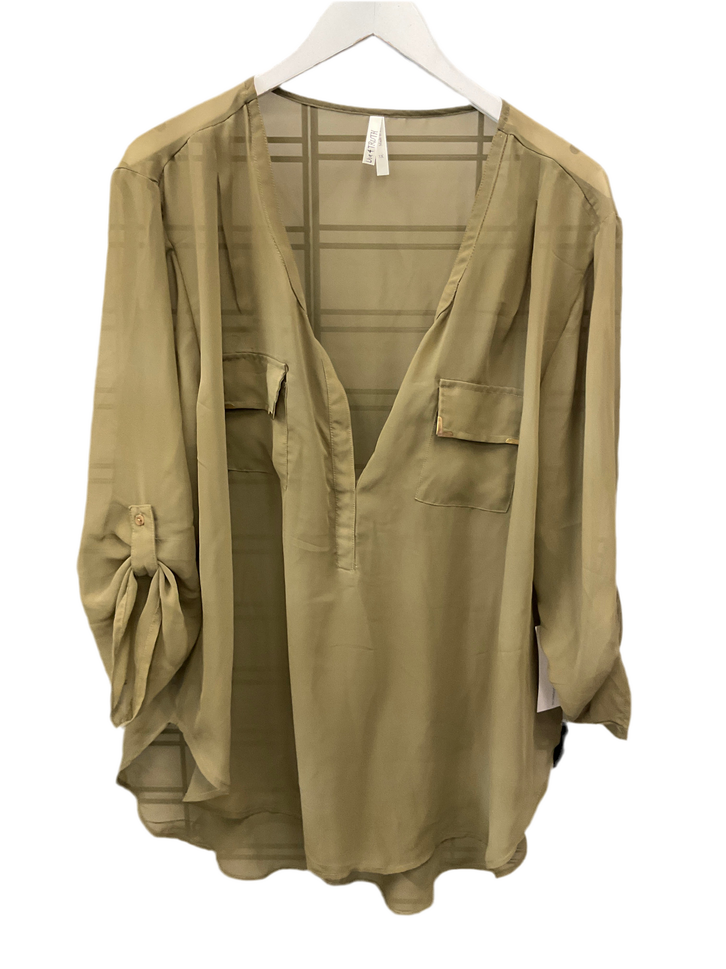 Top 3/4 Sleeve By Live 4 Truth In Green, Size:3X