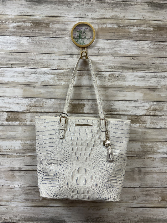 Handbag Designer By Brahmin In Grey & White, Size:Large