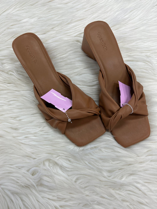 Sandals Heels Block By Open Edit In Brown, Size:9