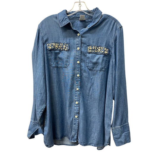 Top Ls By Chicos In Blue, Size:L