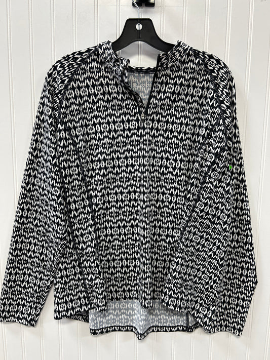 Athletic Top Ls Collar By Coolibar In Black, Size:1X