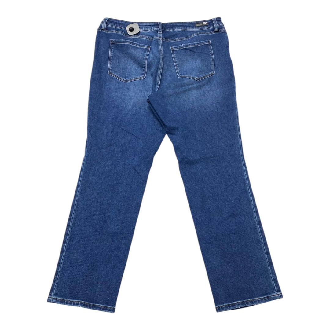 Jeans Straight By Kut In Blue Denim, Size:16L