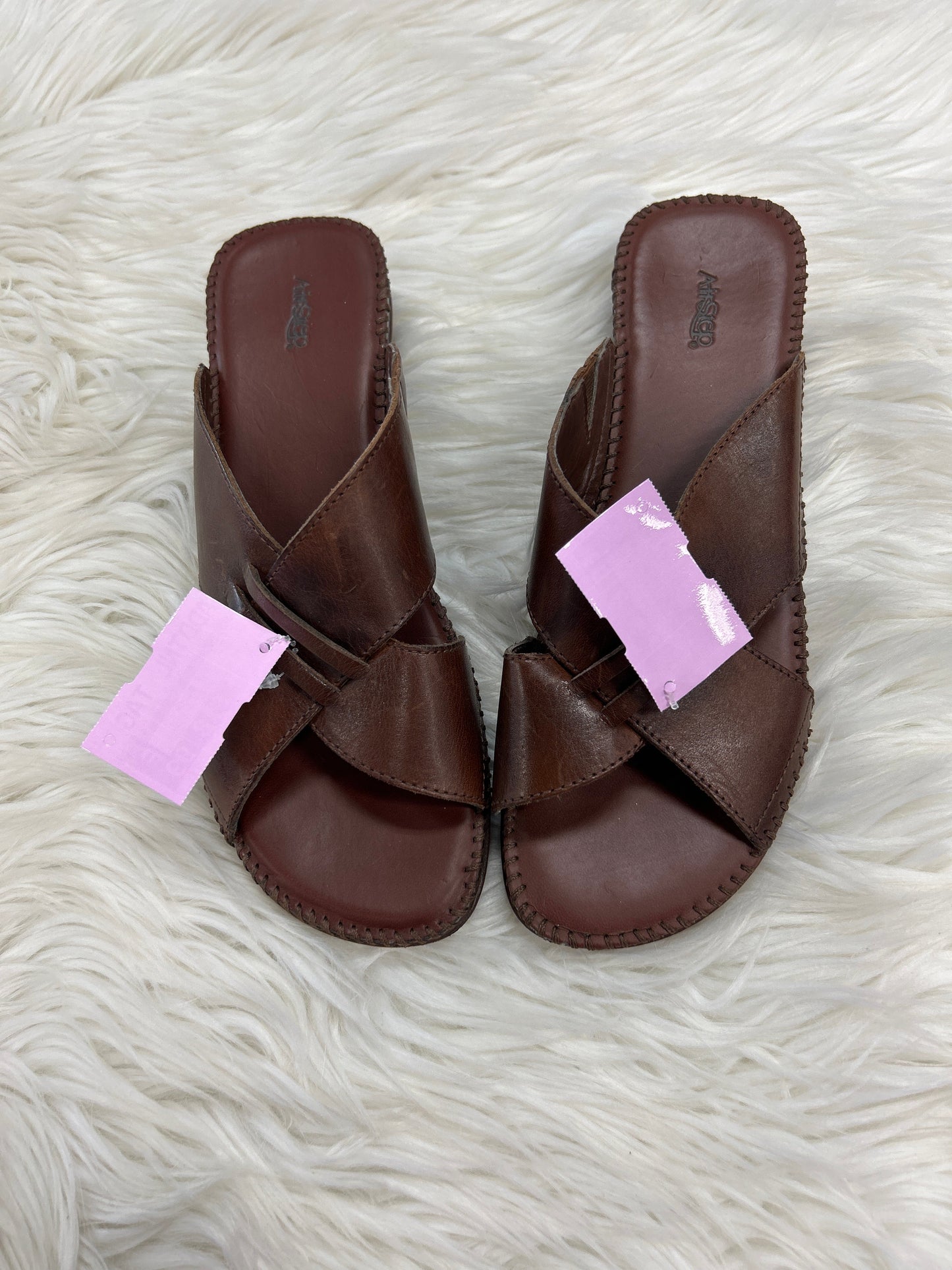 Sandals Heels Block By Cmc In Brown, Size:9