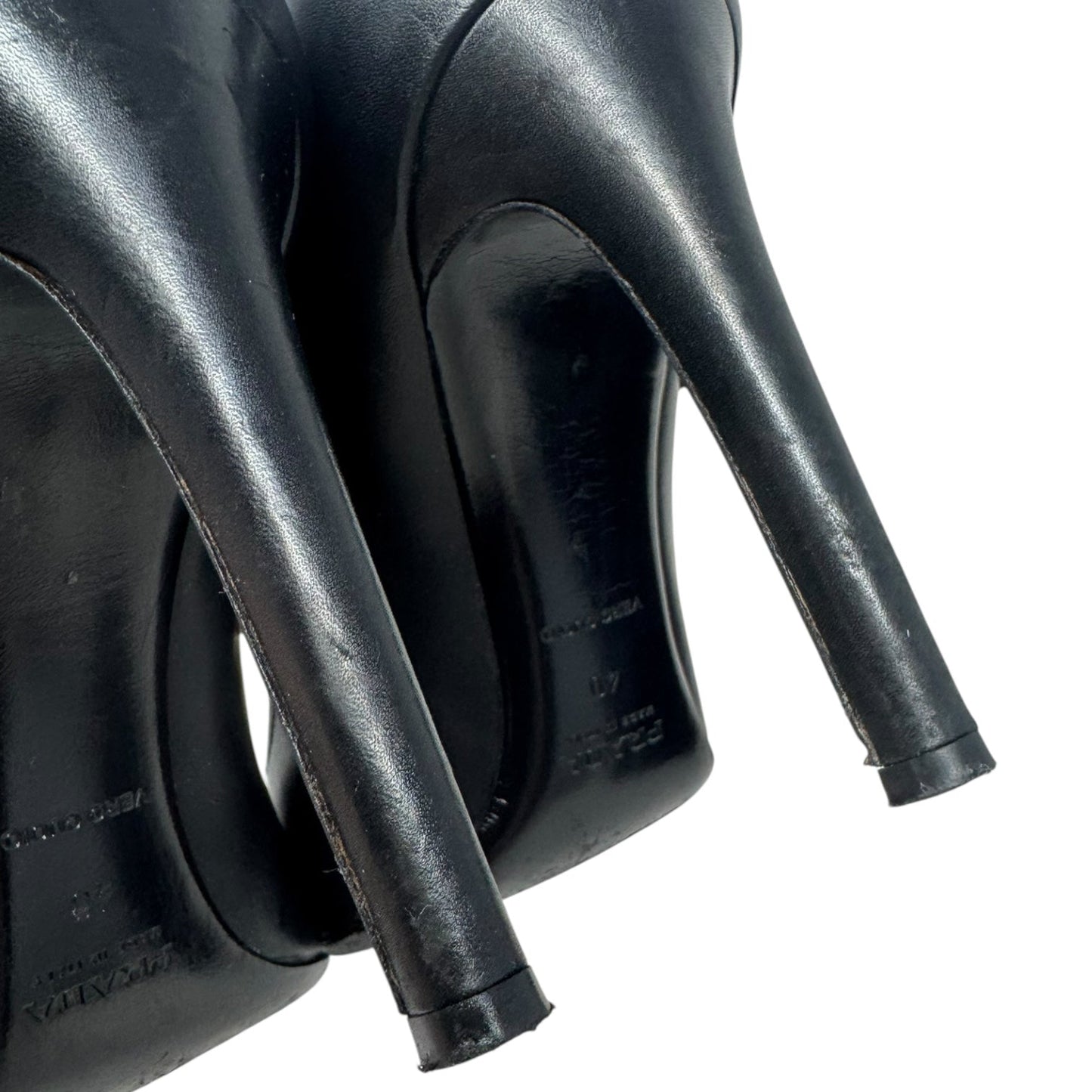 Heels Shoes Luxury Designer By Prada In Black, Size: 10 (IT 40)