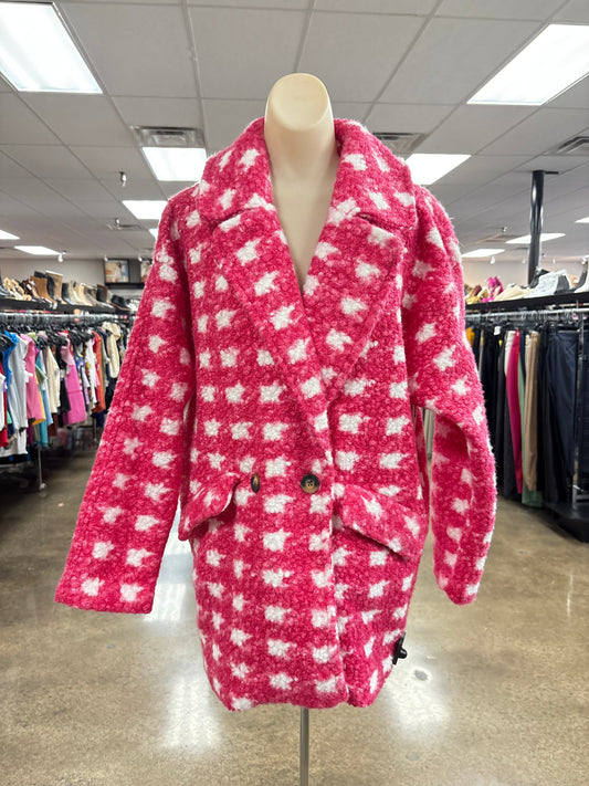 Jacket Faux Fur & Sherpa By Active Usa In Pink & White, Size:M