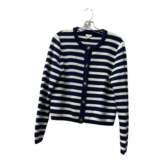 Sweater Cardigan By J. Crew In Blue & White, Size:M