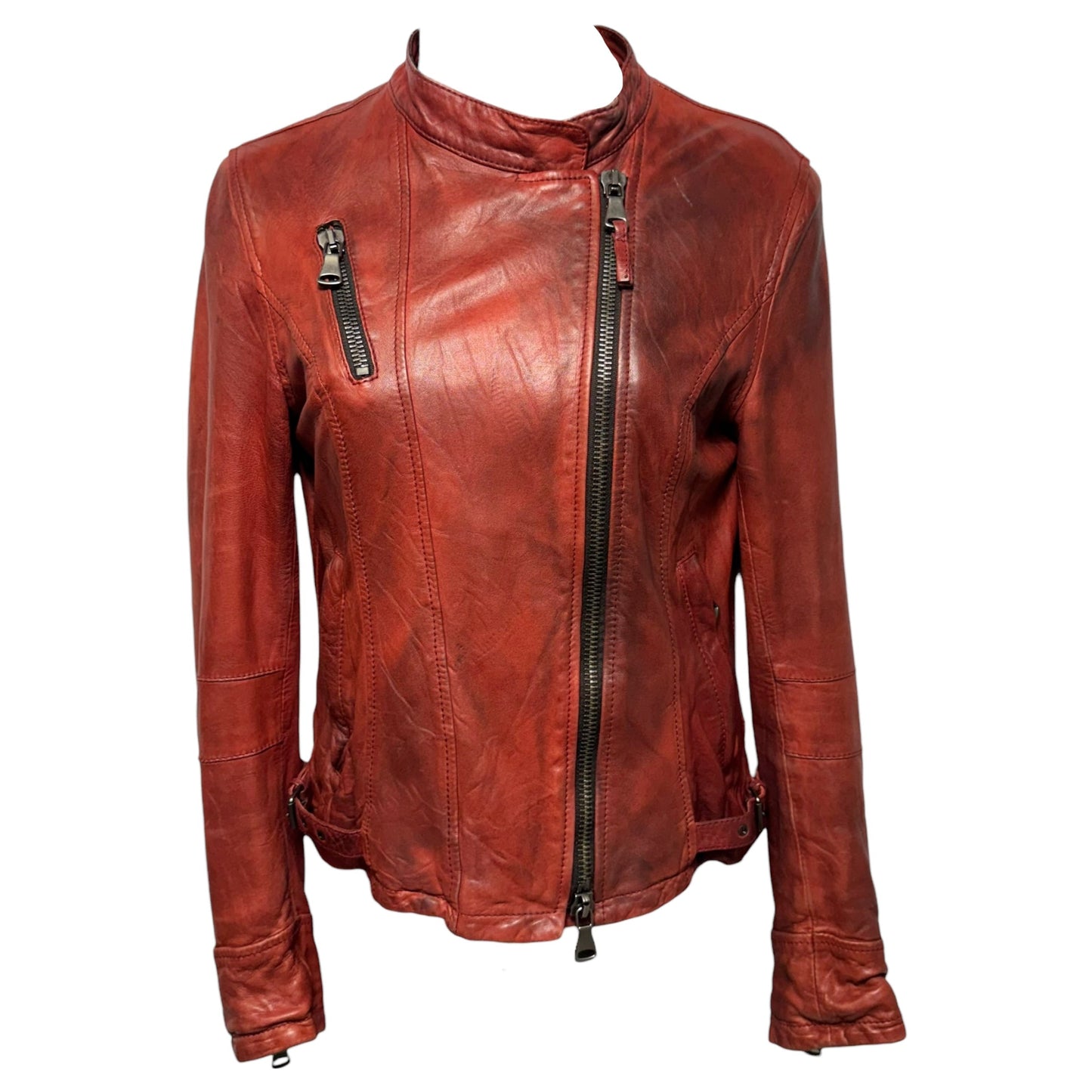 Jacket Moto Leather By Empresa In Red, Size: S (IT 40)