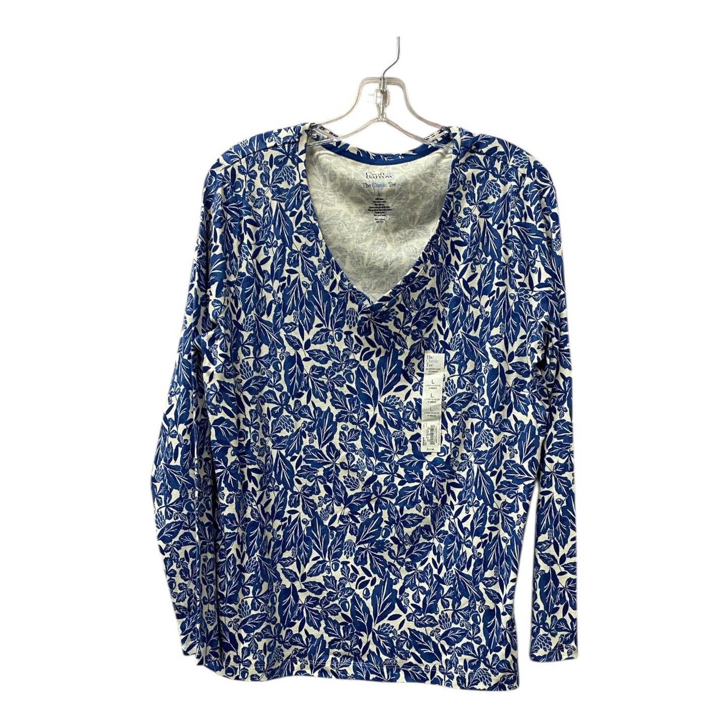 Top Ls Basic By Croft And Barrow In Blue & White, Size:L