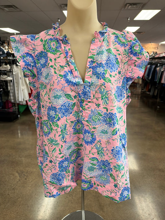 Top Ss Designer By Lilly Pulitzer In Blue & Pink, Size:Xl