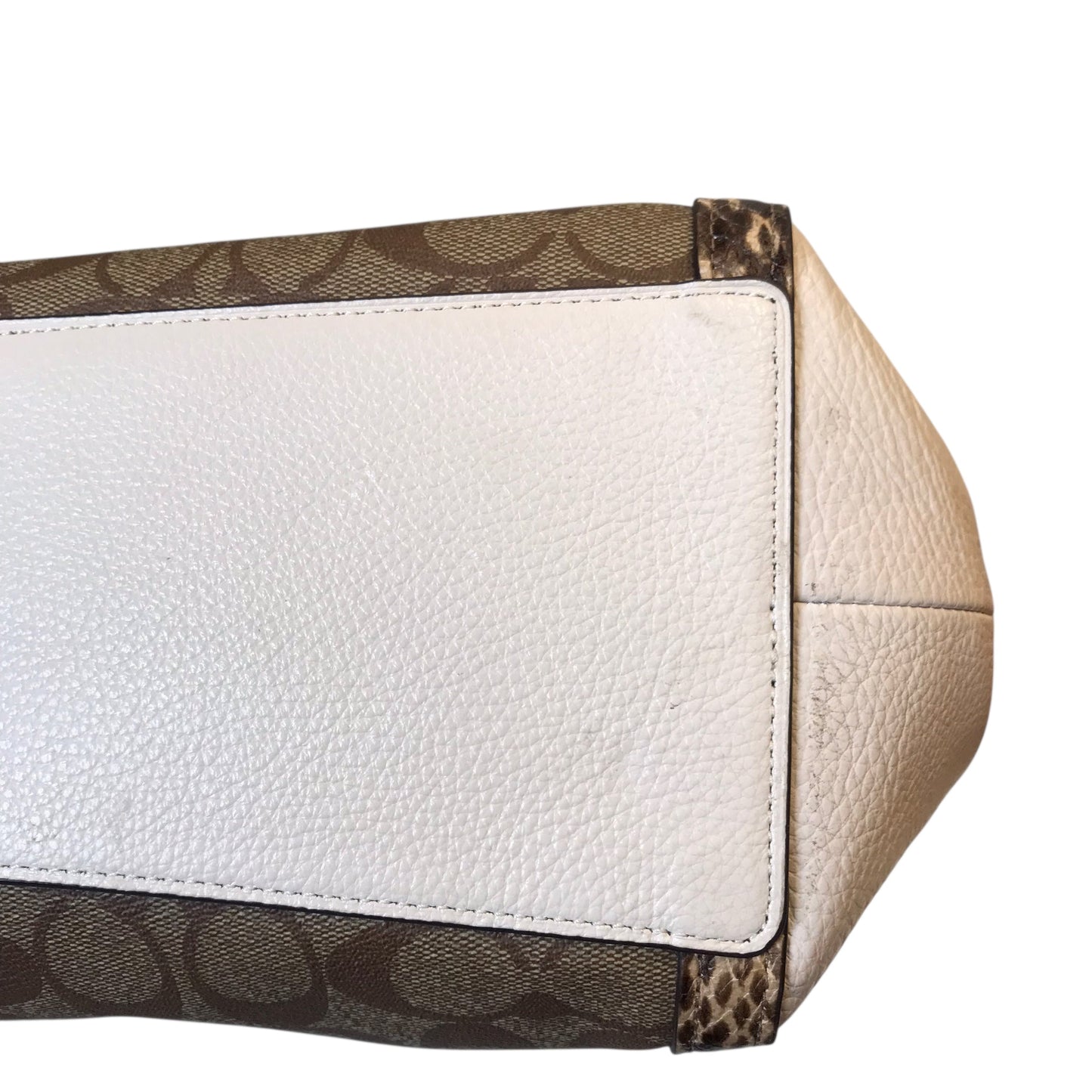 Handbag Designer By Coach In Cream & Tan, Size:Medium