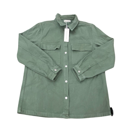 Jacket Shirt By Luvamia In Green Denim, Size:L