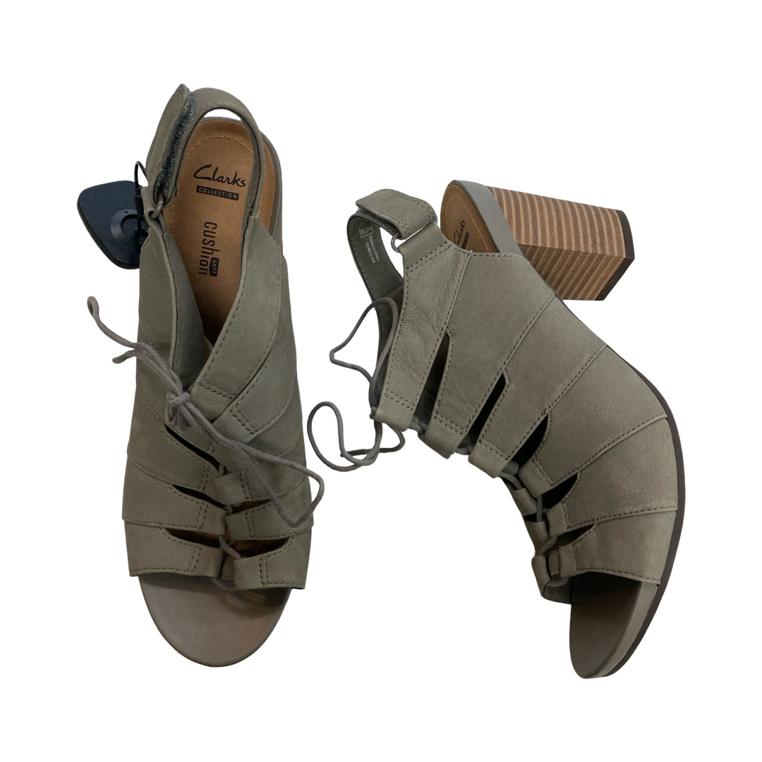Sandals Heels Block By Clarks In Green, Size:10