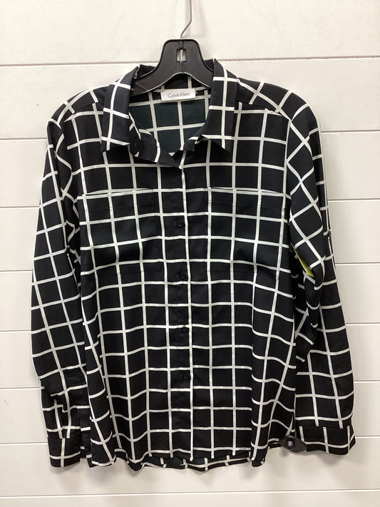 Top Ls By Calvin Klein In Black & White, Size:M