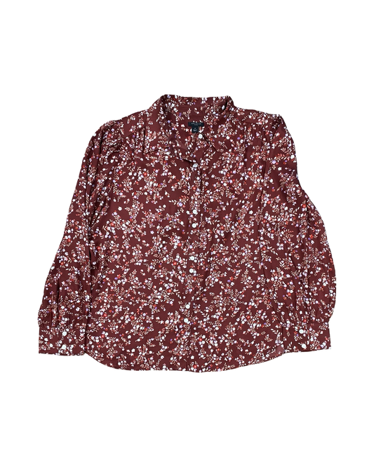 Blouse Ls By Ann Taylor In Brown, Size:Lp