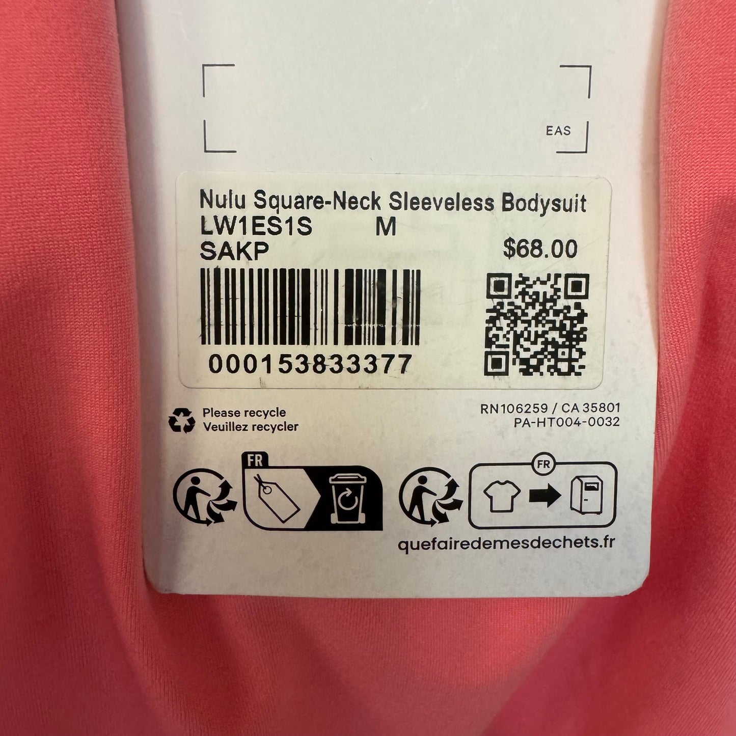 Wundermost Nulu Square-Neck Bodysuit Sleeveless Thong By Lululemon In Pink, Size: M