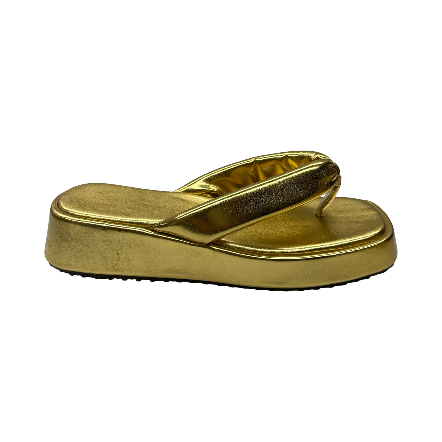 Sandals Flip Flops By Clothes Mentor In Gold, Size:7.5