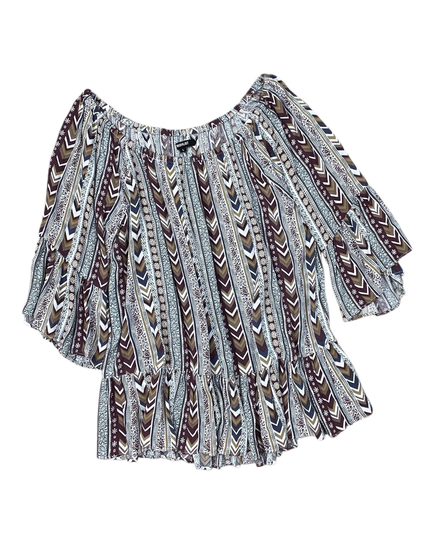 Top 3/4 Sleeve By Wishlist In Blue & White, Size:L