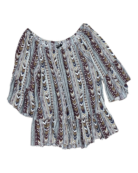 Top 3/4 Sleeve By Wishlist In Blue & White, Size:L