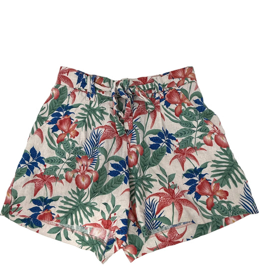 Linen Blend Shorts By C And C In Tropical Print, Size: 2