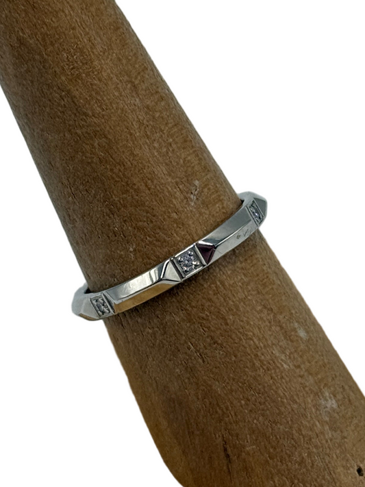 Tiffany And Company Platinum True Band Diamond Luxury Ring, Size: 7