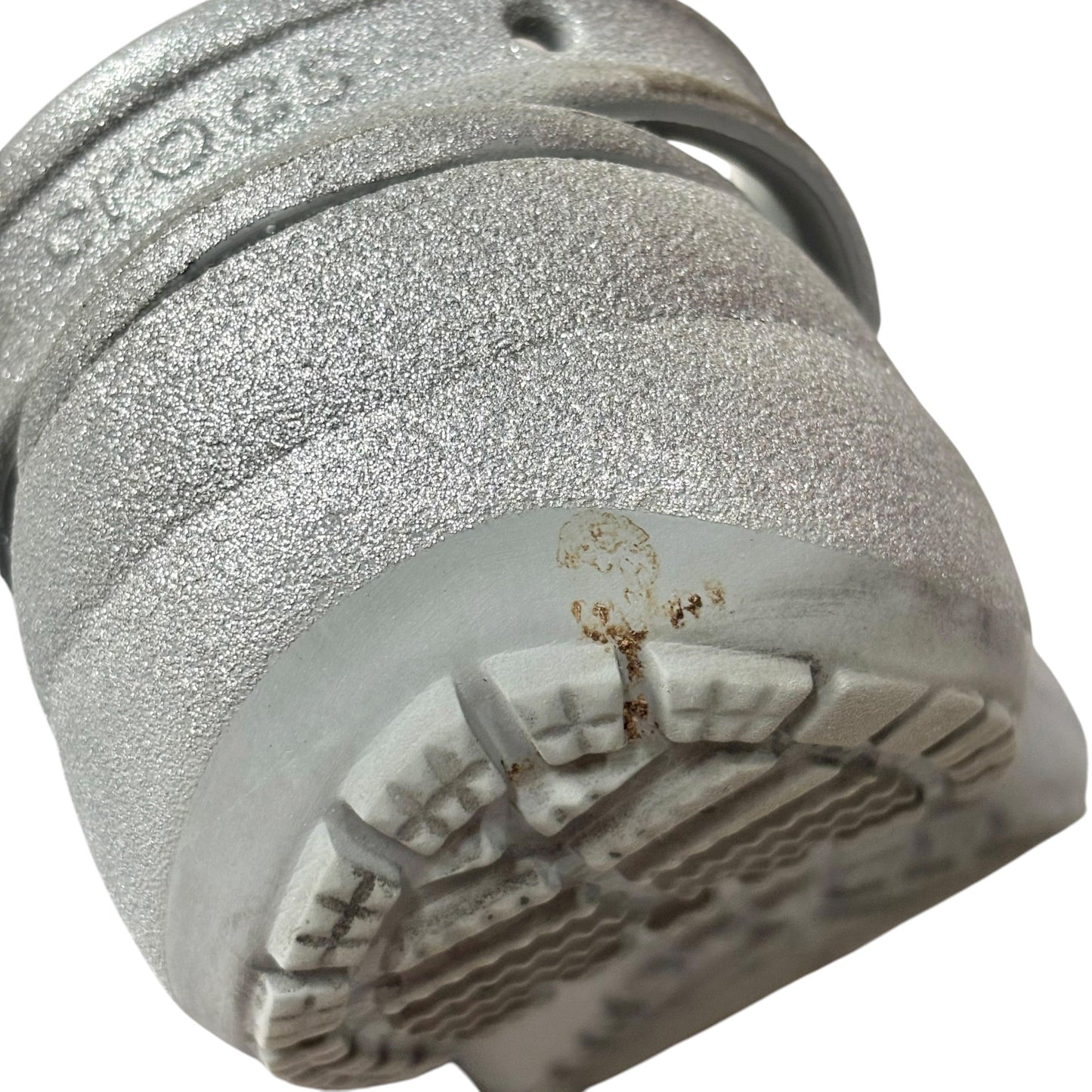 Shoes Flats By Crocs In Silver, Size: 8