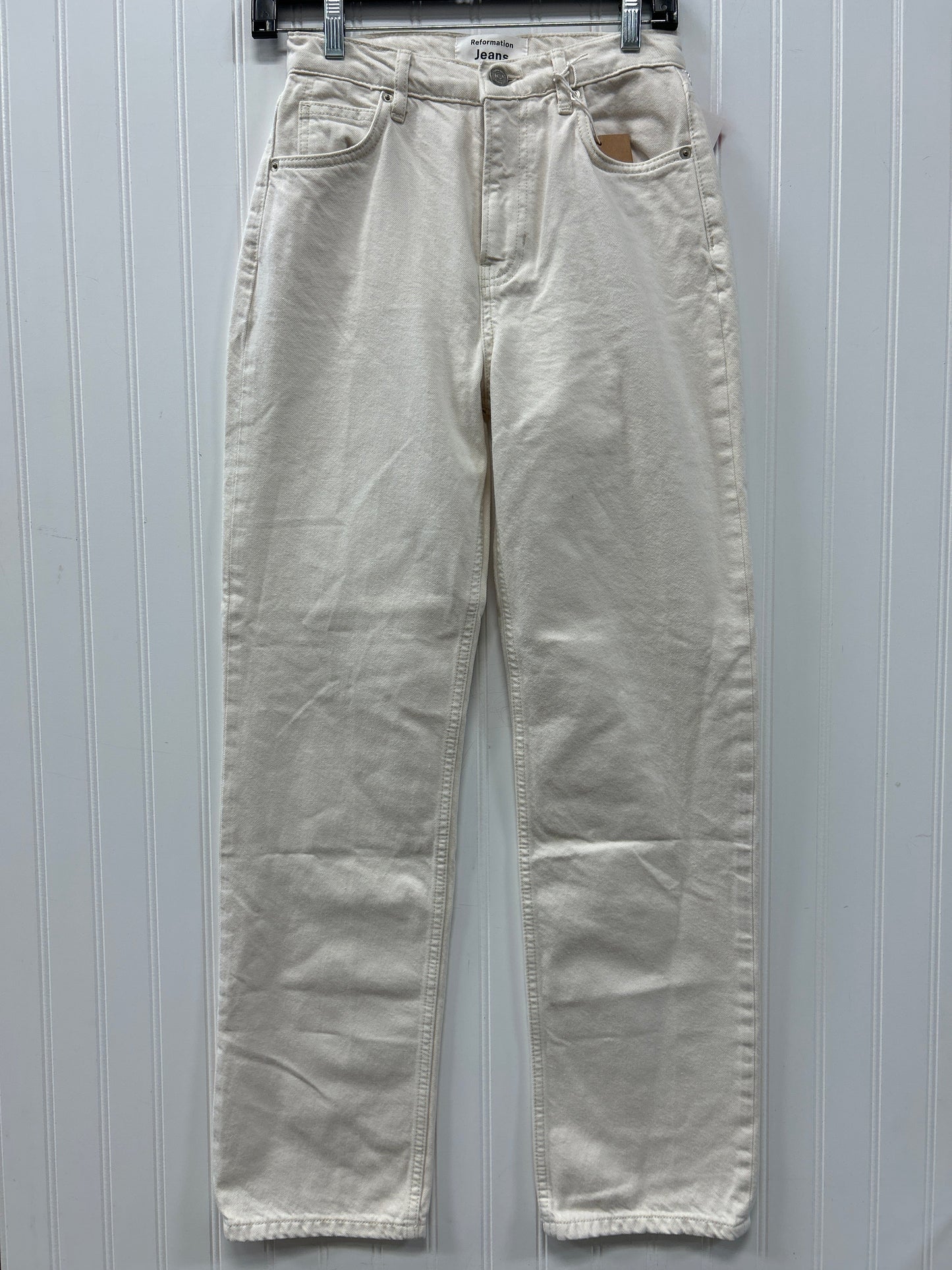 Jeans Straight By Reformation In Cream Denim, Size:2