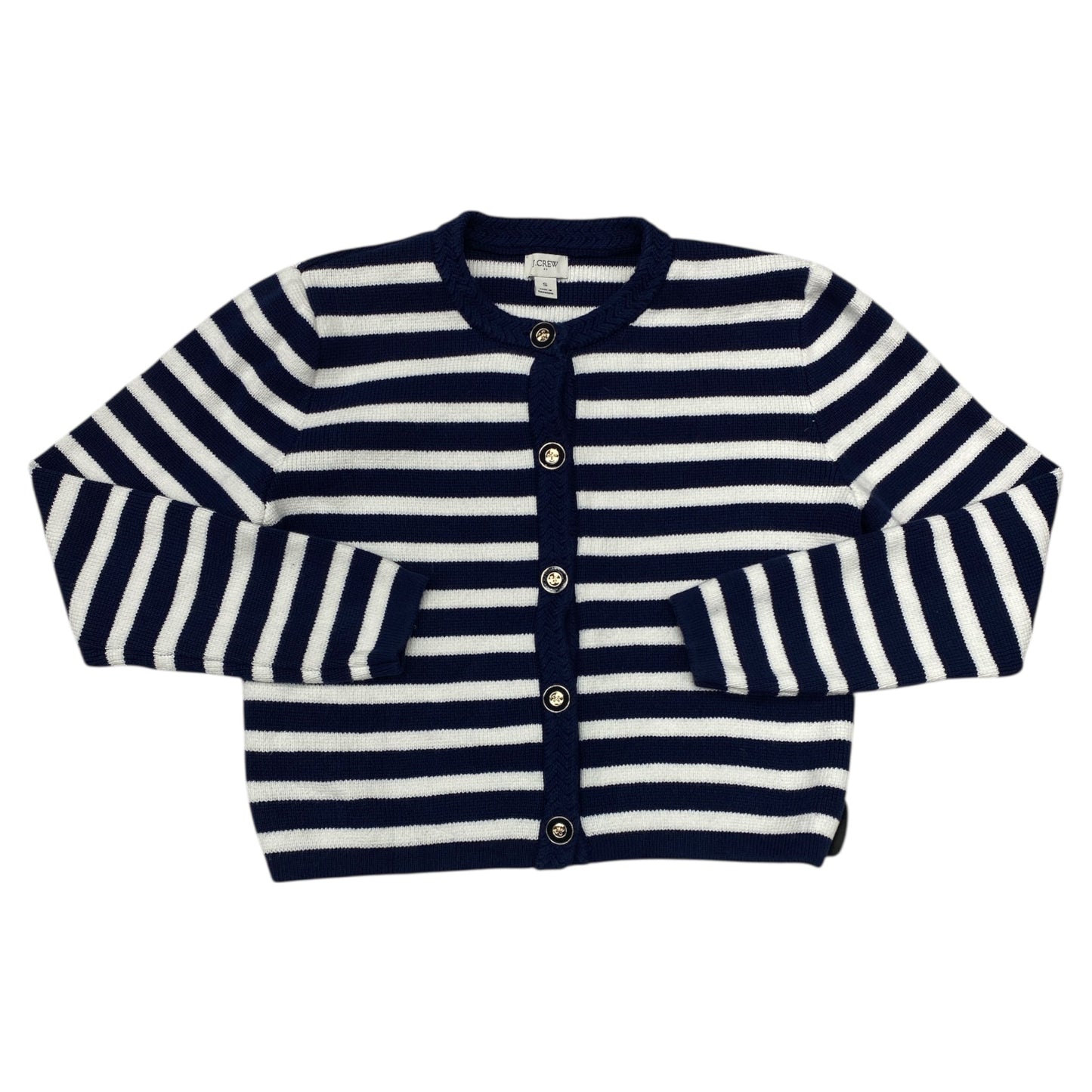 Sweater Cardigan By J. Crew In Blue & White, Size:S