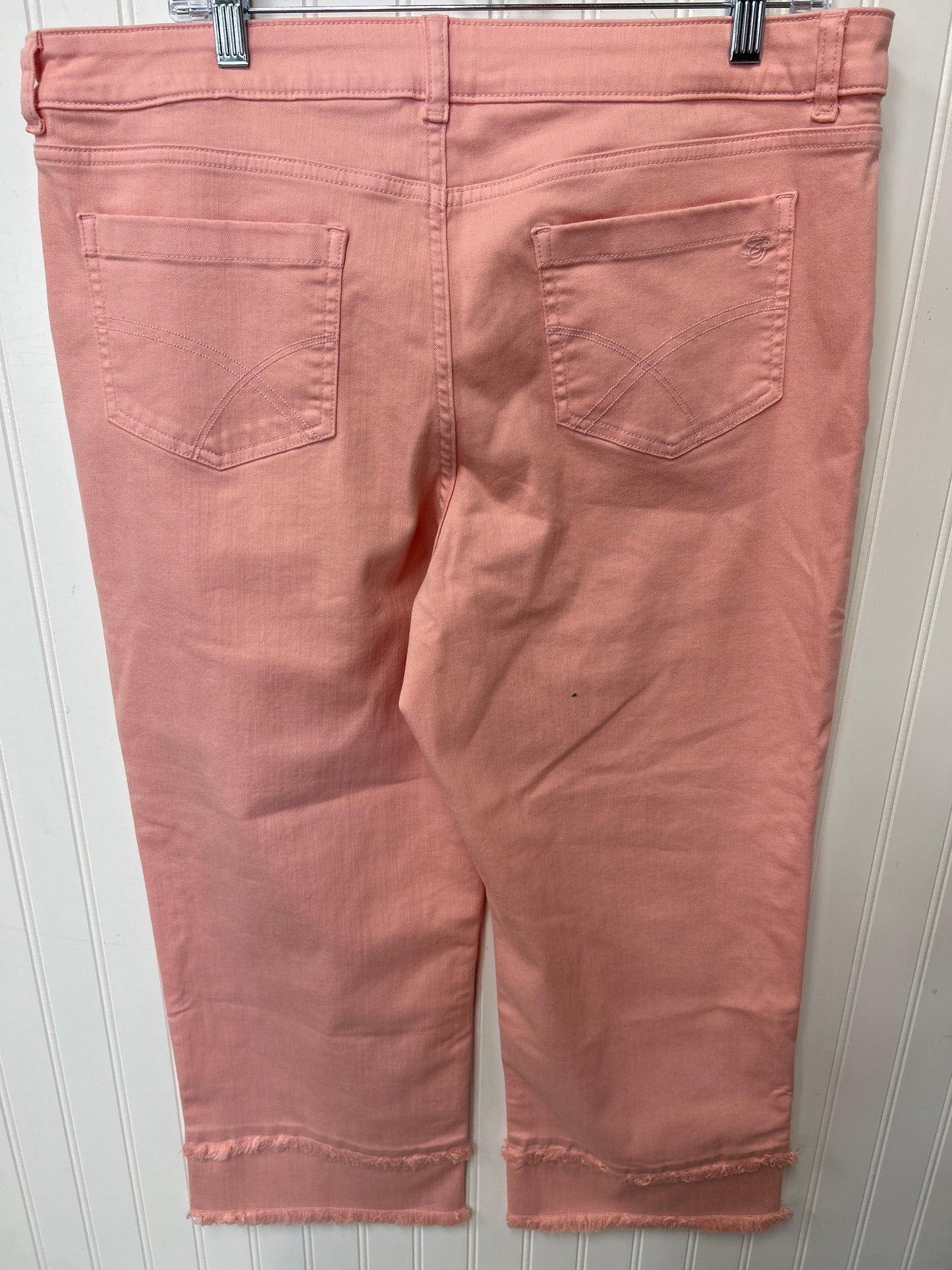 Jeans Flared By Susan Graver In Pink Denim, Size:16