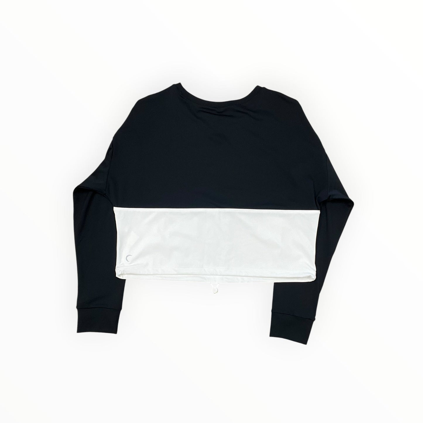 Athletic Top Ls Collar By Zyia In Black & Cream, Size:L
