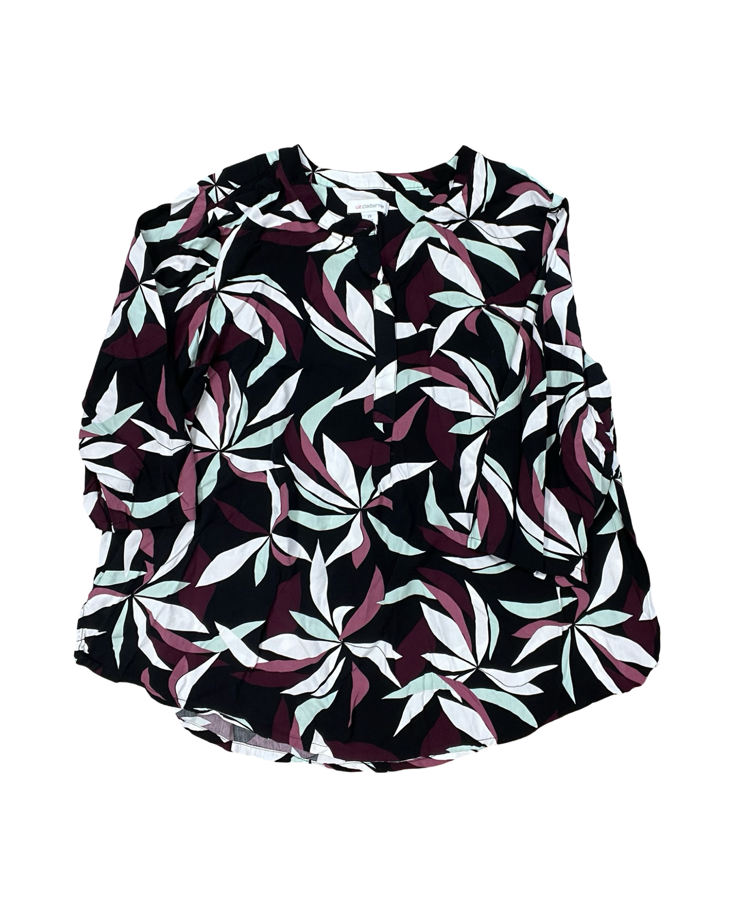 Top 3/4 Sleeve By Liz Claiborne In Black, Size:2X
