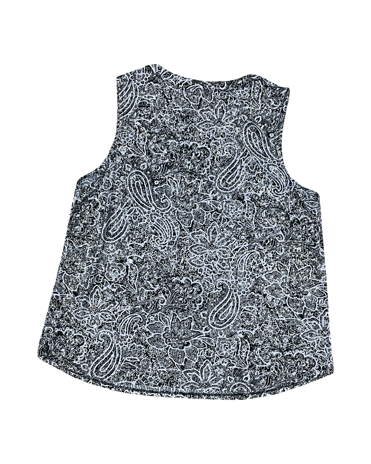 Top Sleeveless By Emily Daniels In Black & Silver, Size:2X
